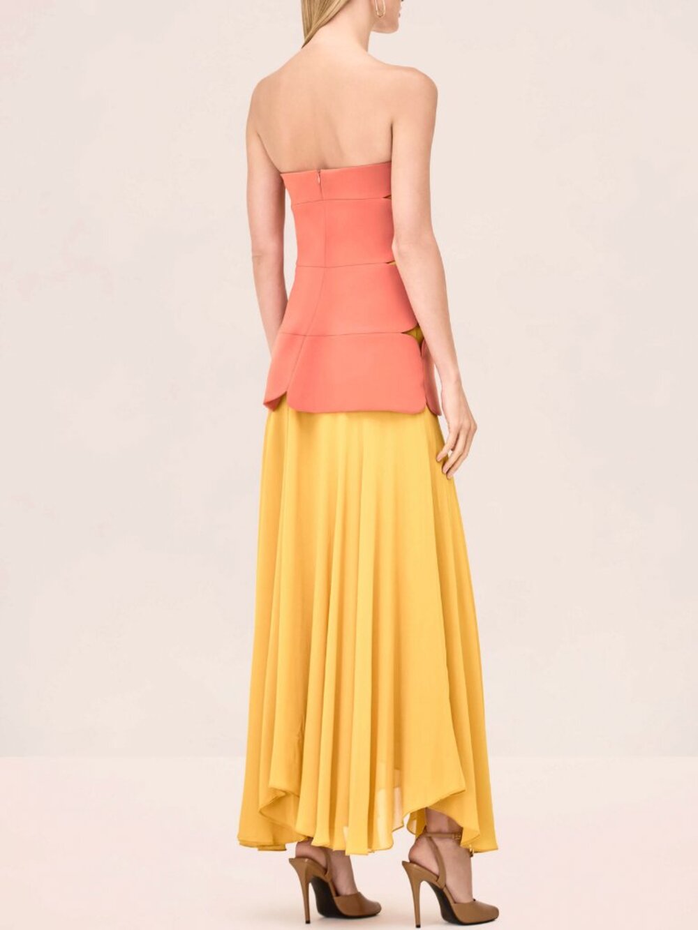 BEST Alexis Rasha Midi Dress Gown Terracotta Orange Yellow Pleated Cocktail Even - Picture 3 of 9